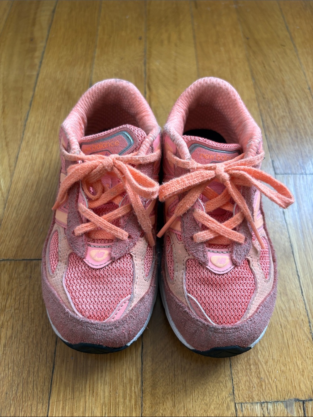 New Balance Kids Coral Pink Lace-Up Sneakers